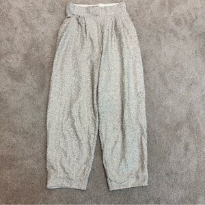 H&M cream beige matte sequin sparkly pleated high waisted trouser pants Sz 6